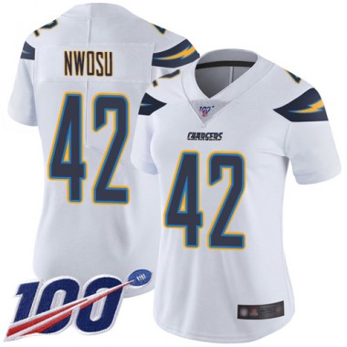 Los Angeles Chargers NFL Football Uchenna Nwosu White Jersey Women Limited #42 Road 100th Season Vapor Untouchable->youth nfl jersey->Youth Jersey